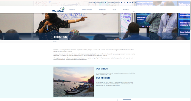 WorldFish website homepage