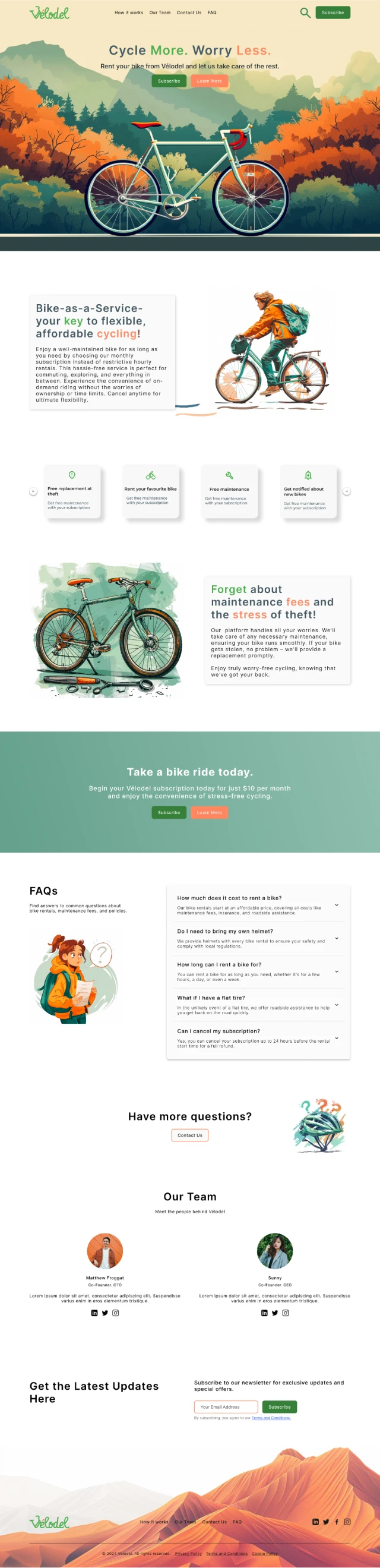 Final landing page design - Desktop section