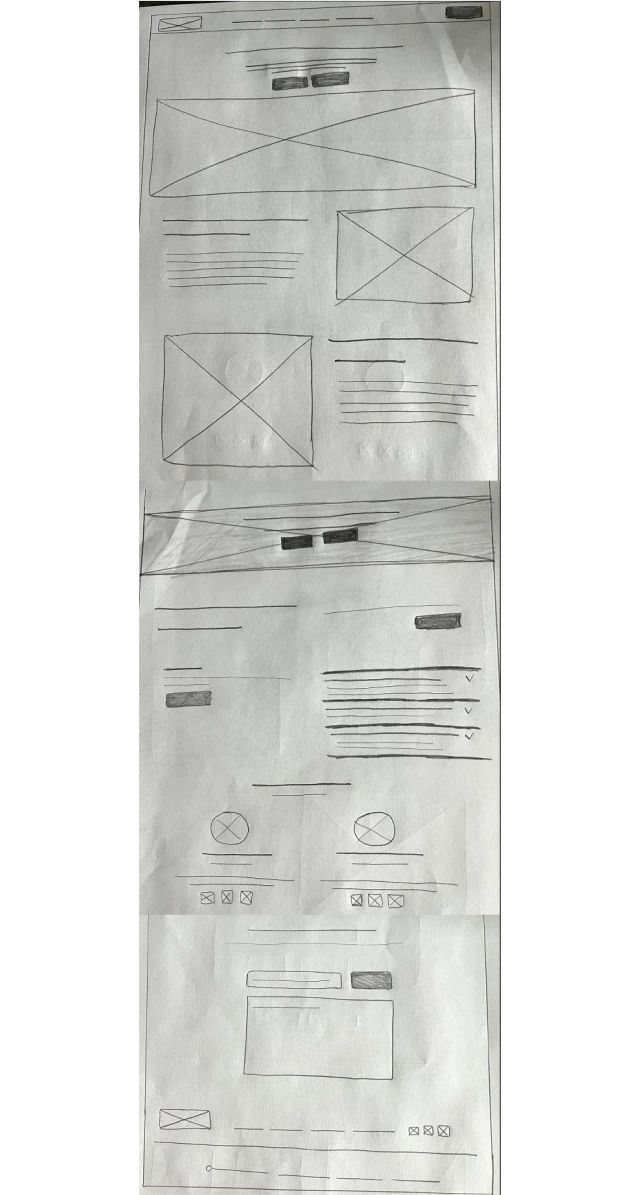 Second iteration paper wireframes